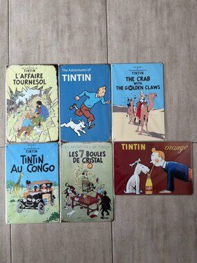 Set of 6 Tintin  Metal Signs
